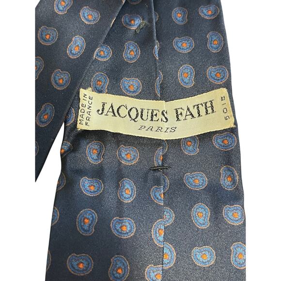 Vintage Jacques Fath Designer 100% Silk - French Designer Necktie - Men's Tie - Picture 3 of 5